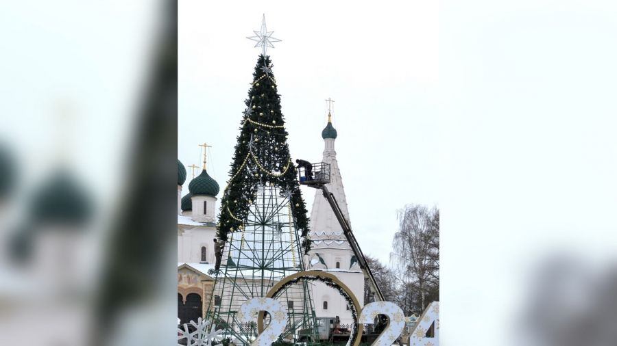 На Советской площади в Ярославле начали разбирать новогоднюю ель