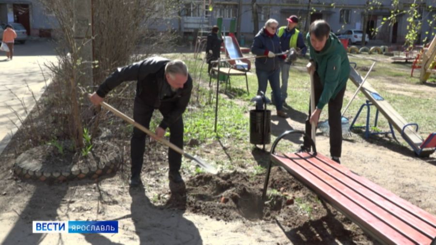 В Красноперекопском районе Ярославля жители совместно со специалистами управдома провели субботник