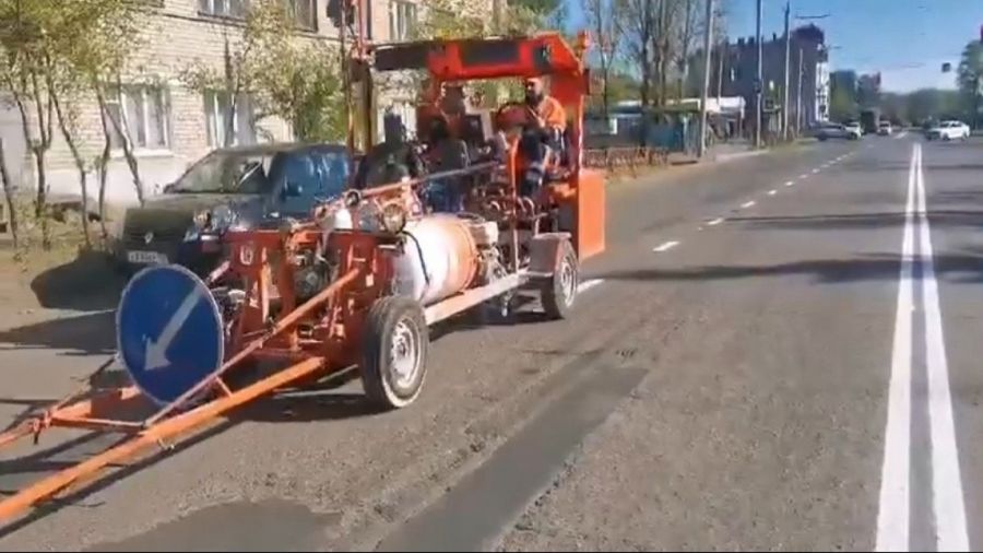 В Рыбинске приступили к нанесению дорожной разметки